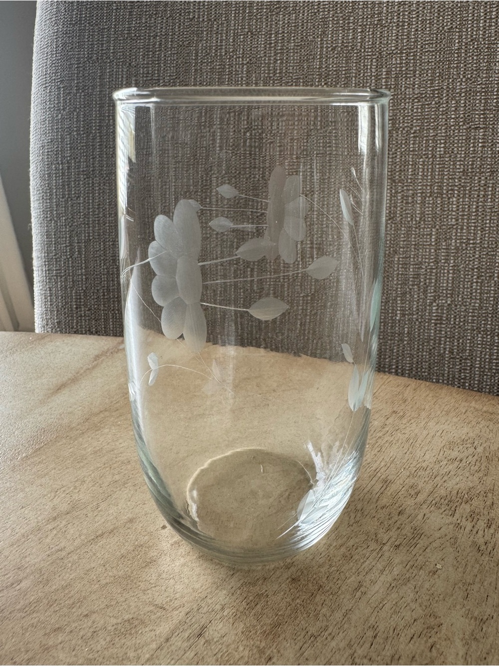 Princess House Clear Etched Floral glass tumblers